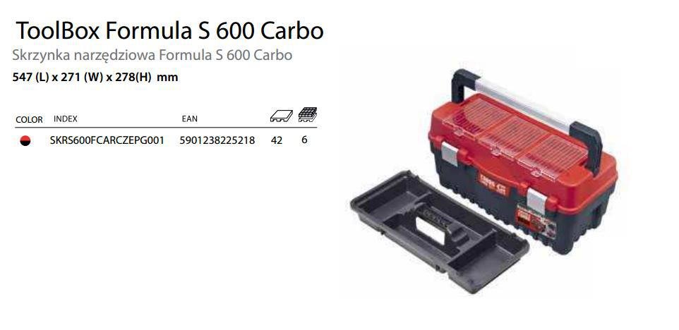 Ящик для инструментов PATROL Formula S ALU 600 красный с алюминиевой ручкой