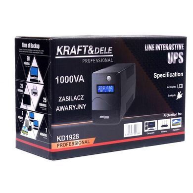 Джерело безперебійного живлення UPS 1000VA LCD Kraft&Dele KD1928