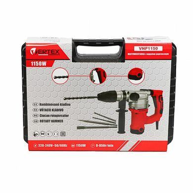 VERTEX МОЛОТ УДАР.SDS-PLUS 1150W/5J /3 СВЕРДЛА+2 ЗУБИЛА+ВАЛІЗА
