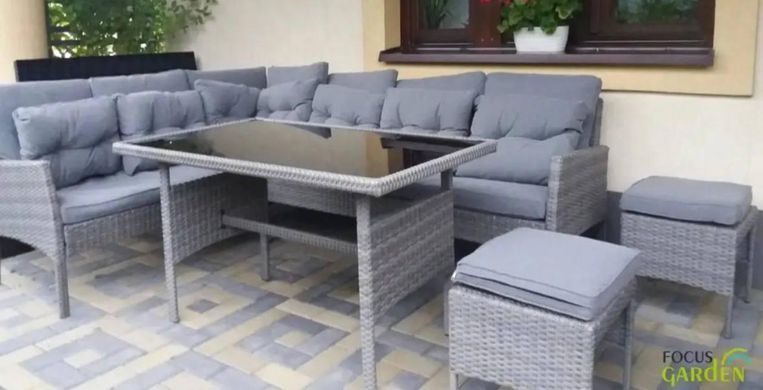 Садовий набір меблів для тераси з техноротанга сірий Cortina