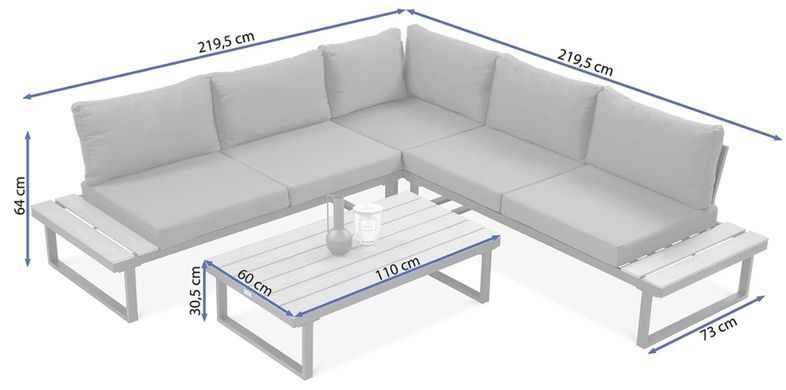 Комплект садових меблів з металу Focus Garden Emerson Light Grey