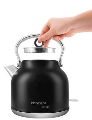 Електричний чайник з нержавіючої сталі Concept RK3334 1,7 л RETROSIGN чорний