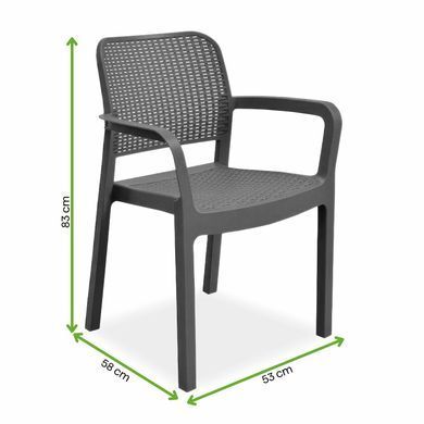 Садове крісло з підлокітниками SAMANNA Graphite пластикове під ротанг Keter