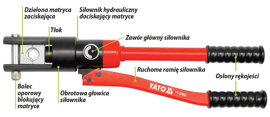 Гідравлічний прес для наконечників дротів Yato YT-22862