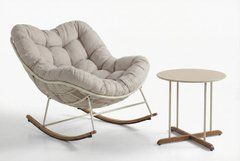 Кресло-качалка садовое со столиком RONDA Light Beige бежевое Bj&oslash;rkka