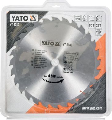Yato пиляльний диск 350x30 мм, 28-зубців 6080