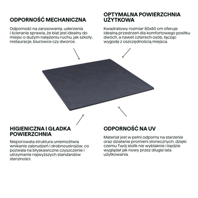 Стільниця для столу VENA 80x80 см антрацитовий мармур HPL Bj&oslash;rkka