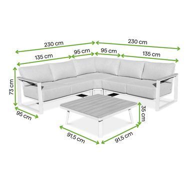 Угловой садовый комплект мебели алюминиевый STELVIO CAFFE Beige FURRORE