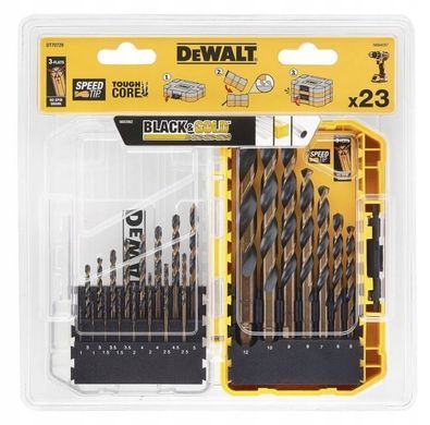 Набір свердел по металу HSS-G Black Gold&nbsp;23 шт DT70729&nbsp;DeWALT