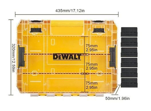 Футляр для біт системи TSTAK Tough Case L із роздільниками DT70839 DeWALT