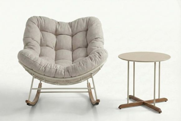 Кресло-качалка садовое со столиком RONDA Light Beige бежевое Bj&oslash;rkka