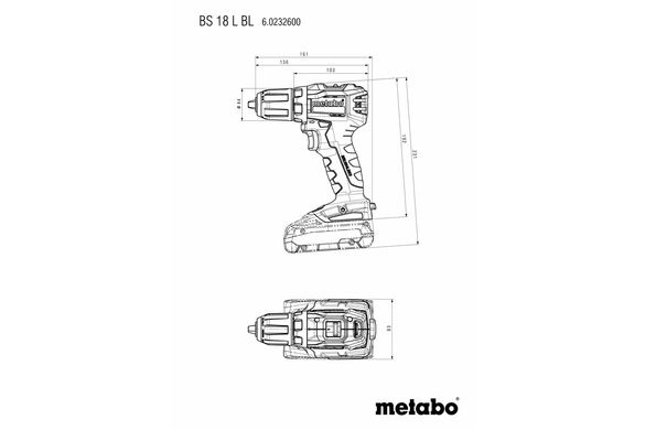 Аккумуляторная дрель-шуруповерт Metabo BS 18 L BL, 2 акб 18 В Li-Power 2.0 Ah, з/у, кейс