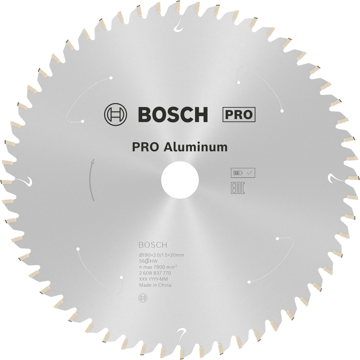 Пильный диск Bosch Standard Aluminium Accu 190 мм, 56 зубьев для алюминия и ПВХ