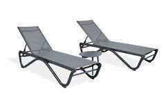 Лежак садовый со столиком Aqualis Grey серый 2+1 Bj&oslash;rkka