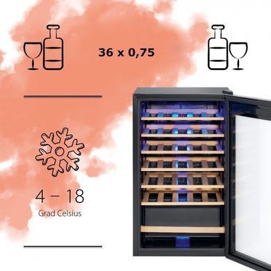 Винний холодильник вітрина 95 л 36 пляшок ProfiCook PC-WK 1235