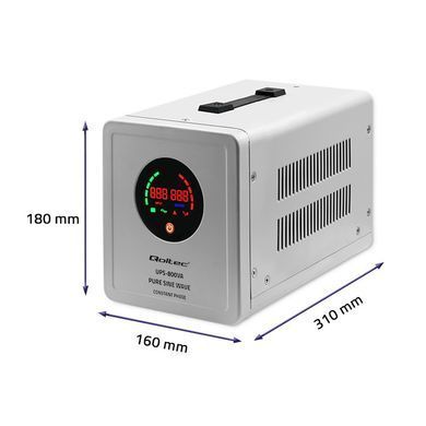 ИБП Qoltec Pure Sine Wave | 800 ВА | 560 Вт | Твердая фаза | Серый