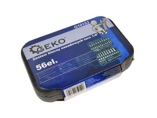 Набір торцевих ключів E-Torx та біт 1/4"56 штук Geko G10153