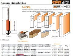 CMT Фреза HM I=25,4 D=9,5 S=6 з нижнім підшипником прямою