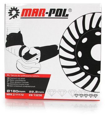 Шлифовальный алмазный круг для бетона 180мм TURBO Mar-Pol M08786