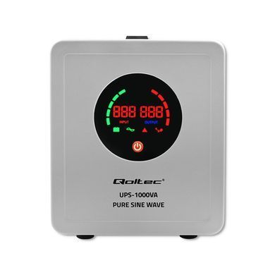 ИБП Qoltec Pure Sine Wave | 1000 ВА | 700 Вт | Серый