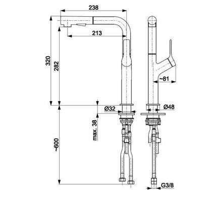 Смеситель KFA Armatura Duero Design 6623-220-81 - нержавеющая сталь