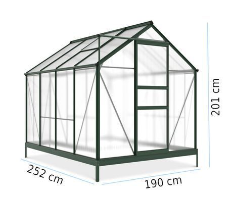 Теплиця з полікарбонату 252x190 см Focus Garden Темно-зелена