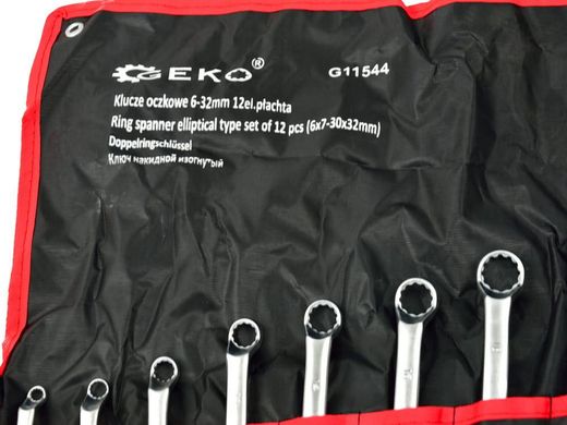 Набір ключів накидних зігнутих 12 шт 6-32 мм Geko G11544