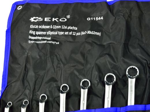 Набор ключей накидных изогнутых 12 шт 6-32 мм Geko G11544