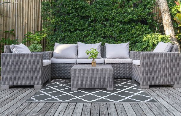 Килим для саду та тераси Middle Gray 120&times;180 см поліпропіленовий UV-стійкий сірий MoodMe