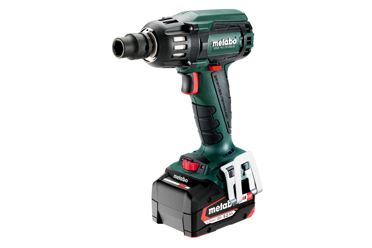 Ударный ключ Metabo SSW 18 В LTX 400 BL, 1/2 дюйма, 400 Нм, 2 аккумулятора 5,2 Ач