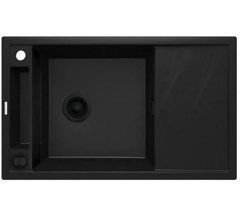 Кухонна мийка Deante Magnetic ZRM N113 чорний - граніт, вбудовується в стільницю, сушарка