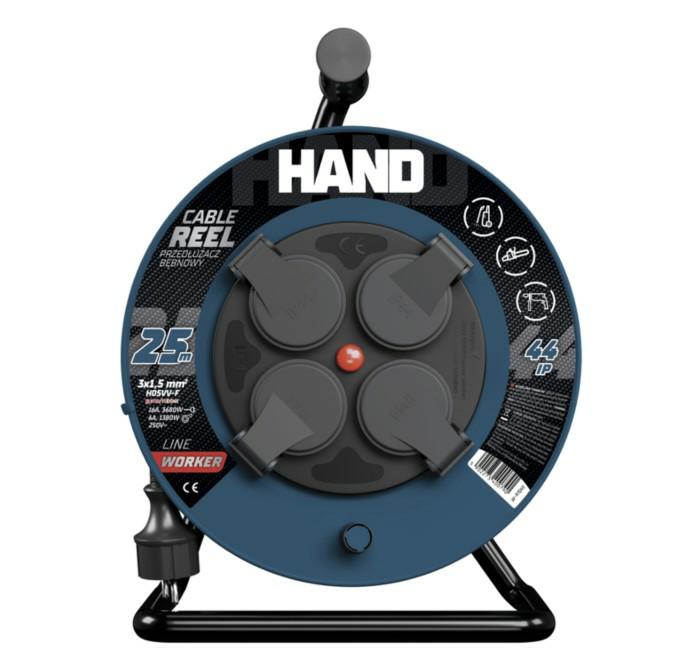 Ручной удлинитель на катушке HAND 50 м, 3x1,5 мм, 16 А, 3680 Вт, IP44