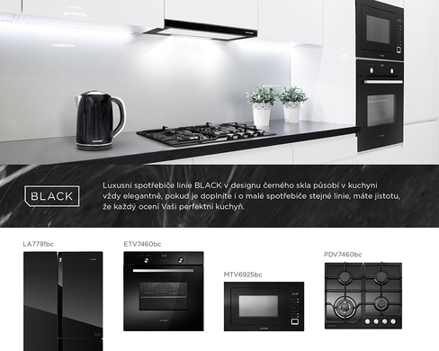 Вбудована електрична багатофункціональна духовка 60 см Concept black etv7460bc