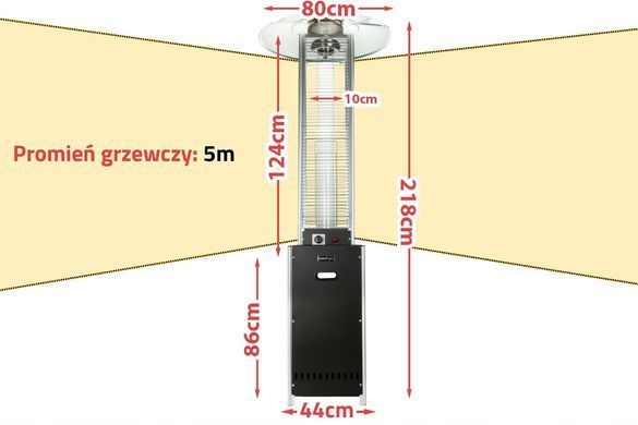 Обігрівач для тераси газовий інфрачервоний FLAME Heater Exclusive FL185 14 кВт з ефектом полум&rsquo;я MalTec
