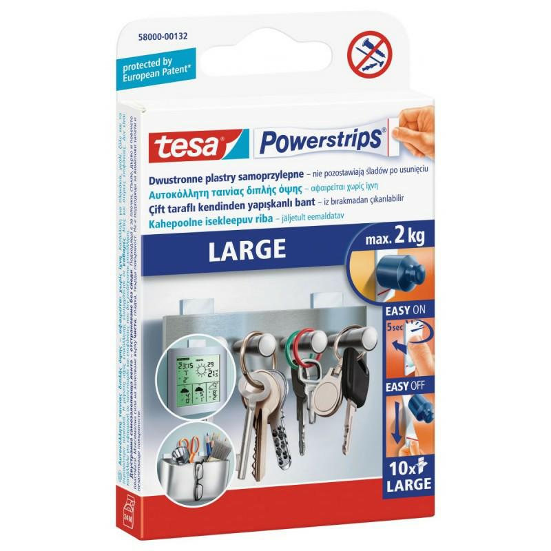 Смужки-кріплення TESA POWERSTRIPS великі, 10 шт, білі, до 2 кг