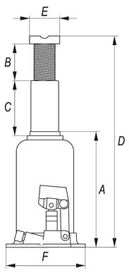 Домкрат бутылочный гидравлический 10тонн 220 - 483 мм Yato YT-1704