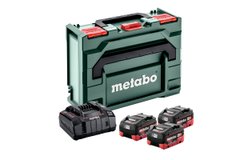 Комплект для зарядки аккумуляторов, зарядное устройство + 3 аккумулятора Metabo LiHD 18 В 5,5 Ah, 3 шт, з/у ASC 145, в MetaBOX 145