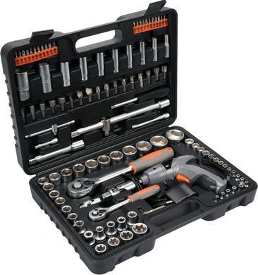 Набір інструментів STHOR 1/4" та 1/2" з акумуляторним викруткою 109 шт