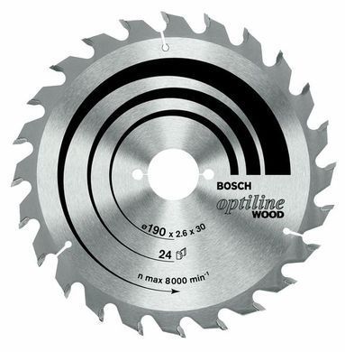 Пила дисковая Bosch Optiline Wood 216x30 24 зуба для поперечного распила дерева