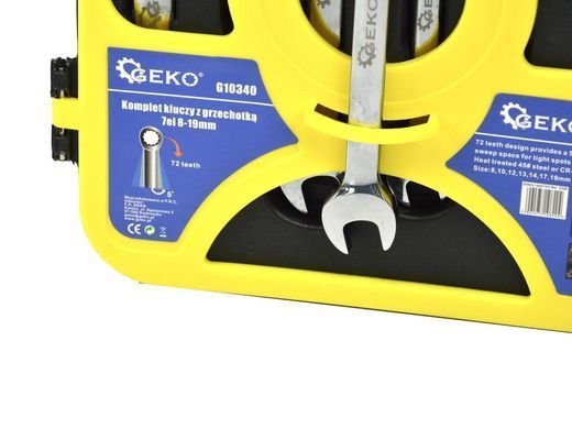Набор комбинированных ключей с трещоткой 7 штук Geko G10340