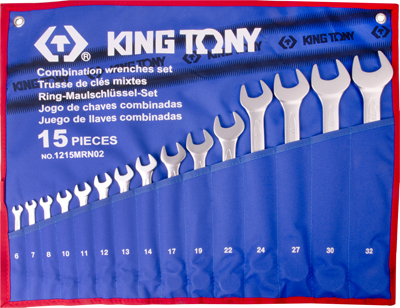 Набор ключей рожково-накидных King Tony KT1215MRN02, 6–32 мм, 15 шт.