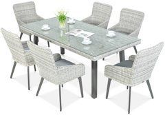 Комплект мебели стол стулья Focus Garden Milano 6/200 White Grey