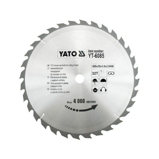 Пильный диск по дереву Yato 400x30 мм, 32 зубца, 6085