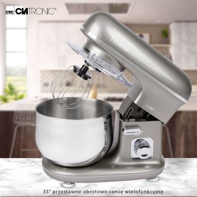 Кухонний комбайн 1100 Вт планетарний міксер 5 л Clatronic KM 3712 сірий