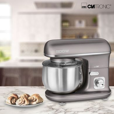 Кухонний комбайн 1100 Вт планетарний міксер 5 л Clatronic KM 3712 сірий