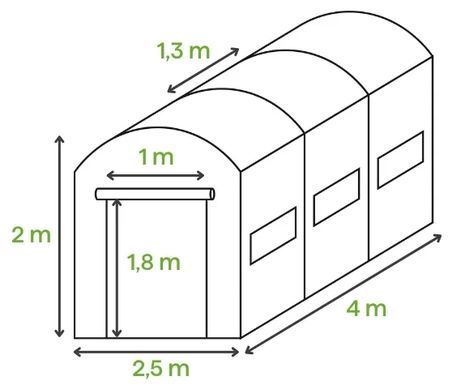 Теплиця садова, парник (подвійні двері) Focus Garden 2,5x4x2 біла