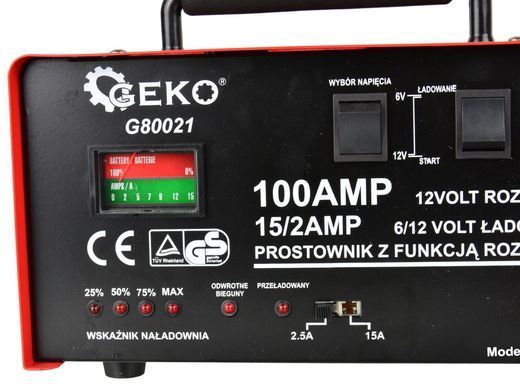 Випрямляч із пуском 100 А 6/12 В Geko G80021
