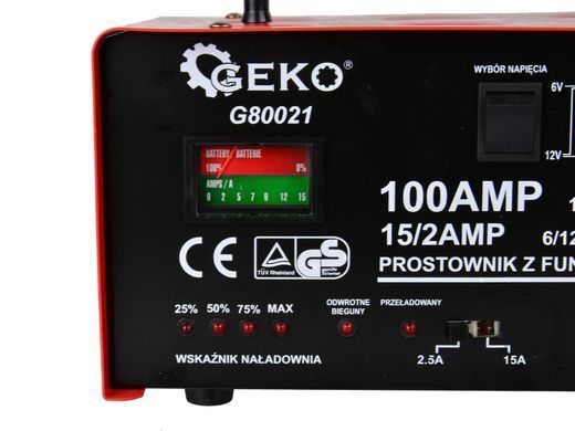 Випрямляч із пуском 100 А 6/12 В Geko G80021