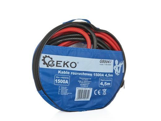 Стартові дроти для прикурювання автомобіля 1500 А 4.5 м Geko G80047