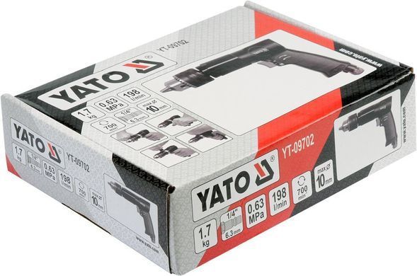 Кутова пневмодрель з ручкою Yato YT-09702